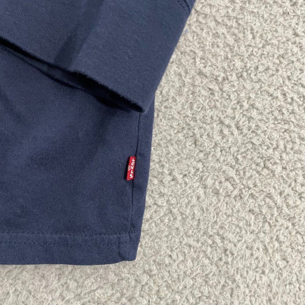 Levi's Shirt Men‎ M Navy Casual Standard Fit Long Sleeve Blank Tee - Picture 2 of 10